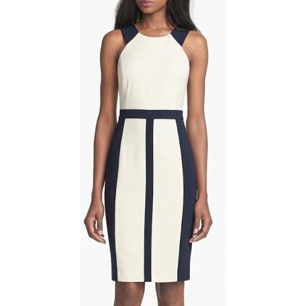 Jay Godfrey Havergal Dress Colorblock Paneled Work Sheath Ivory & Black NWT 0